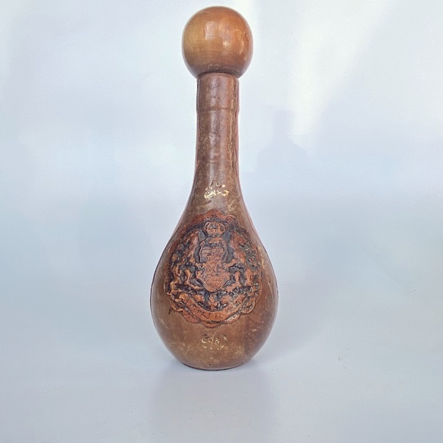 DECANTER, Brown Leather Embossed Insignia